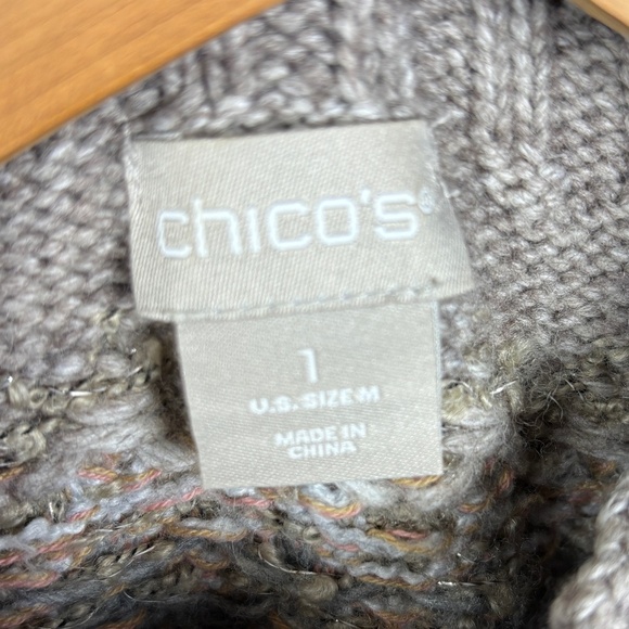 Chicos Women's Cable Knit Pullover Sweater Sz 1- M Cotton Blend Nordic Fair Isle - Picture 8 of 11
